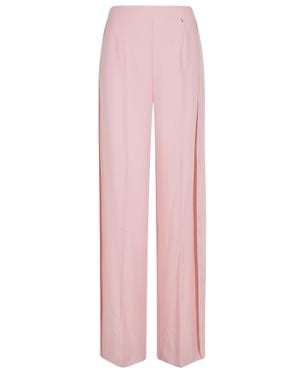 Nissa Palace Side Darts Back Zip Polyester Wide-Leg Pants - Pink