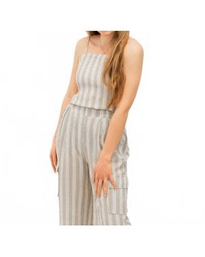 Bishop + Young Coastal Stripe Crop Top - Gray
