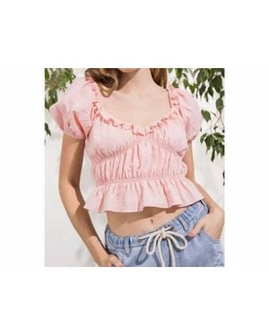 Aaron & Amber Gingham Babydoll Top - Pink