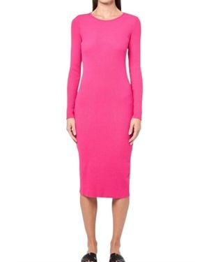 Monrow Cozy Rib Long Sleeve Maxi Dress - Pink