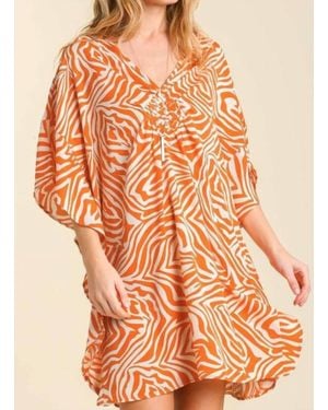 Umgee V-Neck Kaftan Dress - Orange