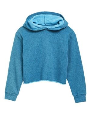 Tractr Jeans Color Knit Crop Hoodie - Blue