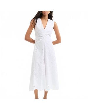 Veronica Beard Aven Eyelet Midi Dress - White