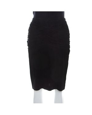 ESCADA Stretch Knit Ruched Braided Detail Edona Skirt - Black
