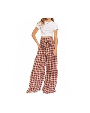 Jade By Jane High Smocked Waist Wide Leg Pants - Red