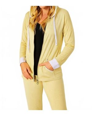 French Kyss Detail Zip Up Hoodie - Yellow