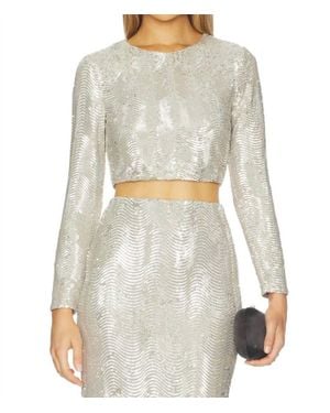 L'Agence Rogan Crop Long Sleeve Top - Gray