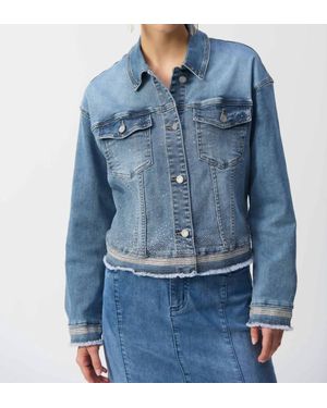 Joseph Ribkoff Embroidered Denim Jacket - Blue