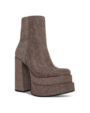 Steve Madden Cobra Boots Glitter Leather Platform Bootie Jobb209 - Brown