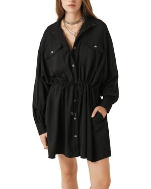 Ba&sh Bowo Long Sleeve Mini Shirt Dress - Black