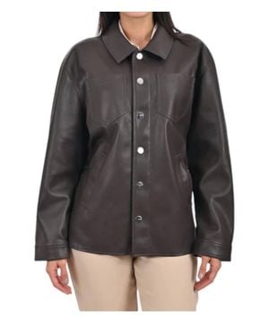 Nine West Faux Leather Shacket - Black