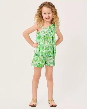 Lilly Pulitzer Lilly Janie And Jack Girls Talulah Ruffle Short - Green