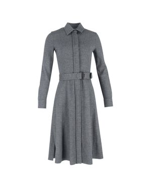 Akris Belted Midi Shirt Dress - Gray