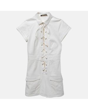 Roberto Cavalli Cotton Lace-Up Playsuit - White