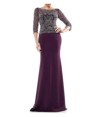 Marsoni by Colors Embroidered Lace Bodice Gown - Purple