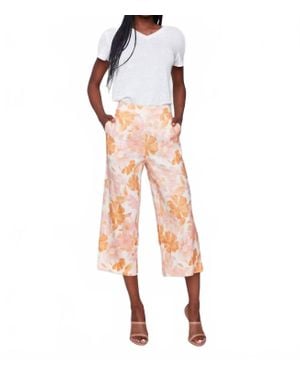 Charlie b Printed Linen Blend Cropped Pull-On Pants - Multicolor