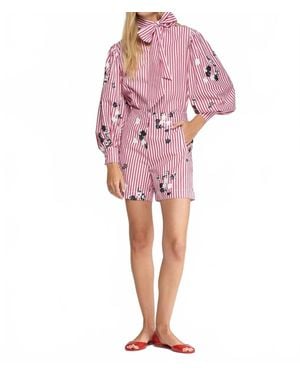 Vilagallo Bow Stripes Flowers And Sequins Shirt - Pink