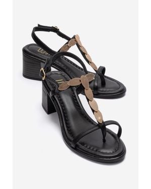 Forever & Always Shoes Serona Leather Block Heel Sandal - Black