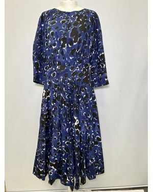 Marni Printed Fit-And-Flare Midi Dress - Blue