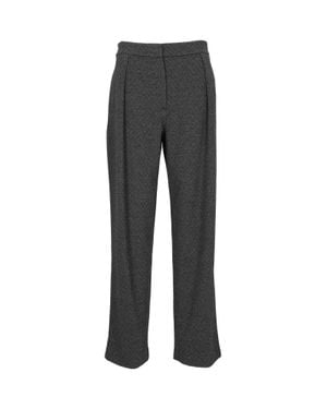 Emporio Armani Herringbone Cropped Relaxed-Fit Pants - Gray