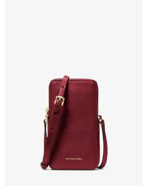 MICHAEL Michael Kors Jet Set Small Pebbled Leather Smartphone Crossbody Bag - Red