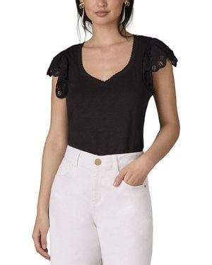 Wit & Wisdom Mixed Media Knit Top - Black