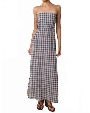 Olivaceous Mollie Gingham Linen Dress - Purple