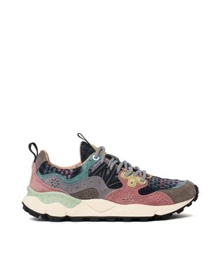 Flower Mountain Yamano 3 Checked Suede Fabric Sneakers - Blue