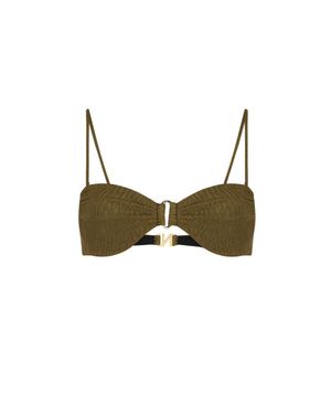 Neoblu Ondas Crinkle Bandeau Bikini Top - Green