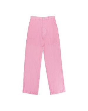 Edward Cuming Dyed And Bleached Muslin Straight Pants - Pink