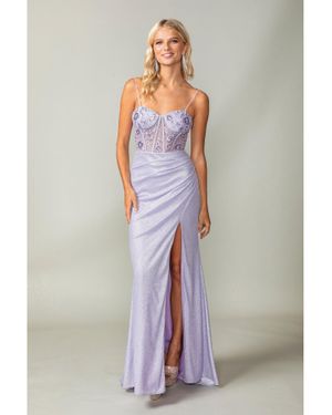 DQ Shimmering Mermaid Silhouette Dress With Intricate Bodice Embellishments And Delicate Straps Prom Dress - Blue