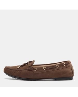 Tod's Nubuck Leather Gommino Loafers - Brown