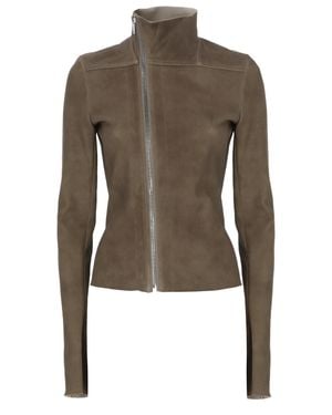 Rick Owens High Neck Gary Leather Jacket - Green