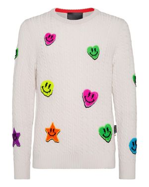 Philipp Plein Wool Pullover Round Neck - Pink