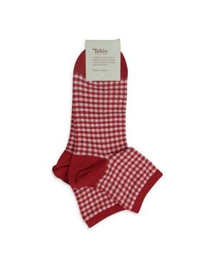 Tabio Gingham Crew Socks - Red