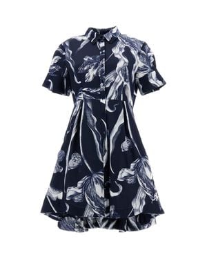 Erdem Knee-Length Mini Shirt Dress With Botanical Garden Print - Blue