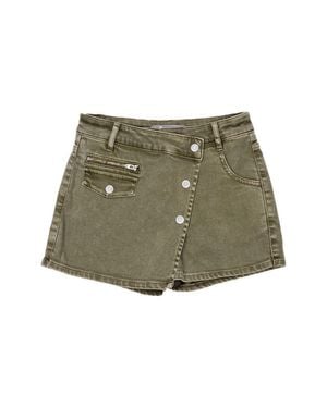 Tractr Jeans Overflap Button Up Skort - Green