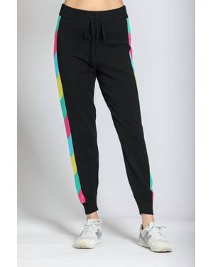 Apny Colorful Side Stripe Jogger - Black