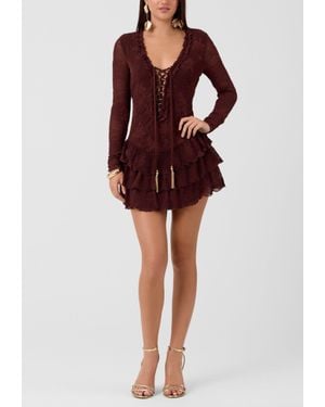 Rachel Roy Kitra Lace Up Mini Dress - Red