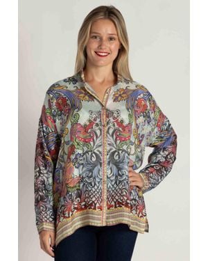 Johnny Was Audrey Oversized Blouse - Gray