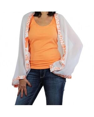 Magic Scarf Origami Trim Button Shawl Shrug Wrap - Orange