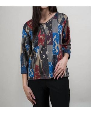Trisha Tyler Reversible V Neck Top - Blue
