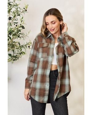 TRUEDAMES Plaid Dropped Shoulder Shirt - Multicolor