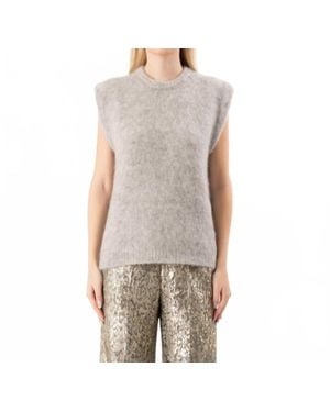 forte_forte Stretch Baby Suri Alpaca Oversized Vest - Gray
