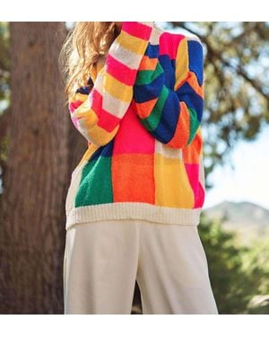 Davi & Dani Light Weight Checkerboard Pullover Sweater - Multicolor