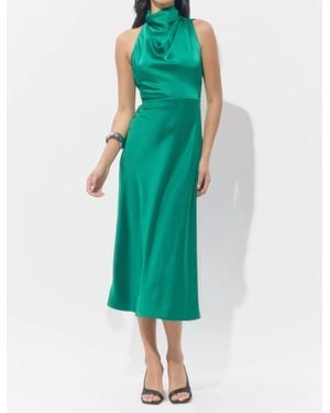 Adelyn Rae Jodie High Neck Satin Midi Dress - Green