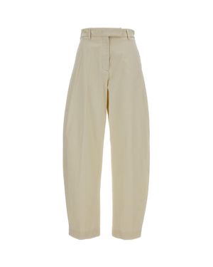 THE LATEST High-Rise Gabardine Pants With Barrel Silhouette - Natural
