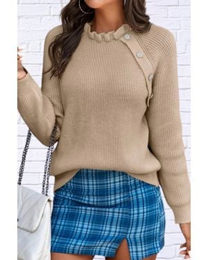 Diva USA Solid Loose Knit Button Sweater - Blue