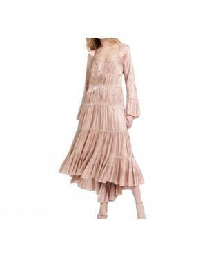 Cinq À Sept Nina Metallic Satin High-Low Dress - Pink