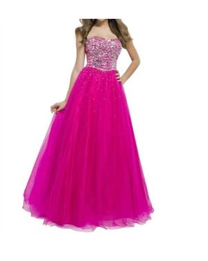Blush Prom Strapless Sequined Tulle Ballgown - Pink